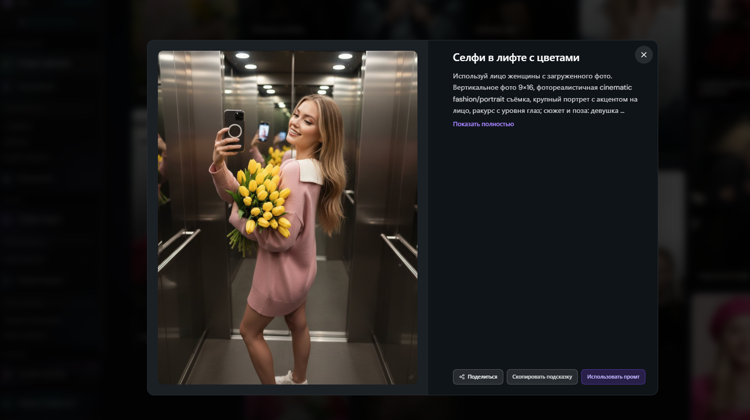 Пример создания нейрофото с использованием промта