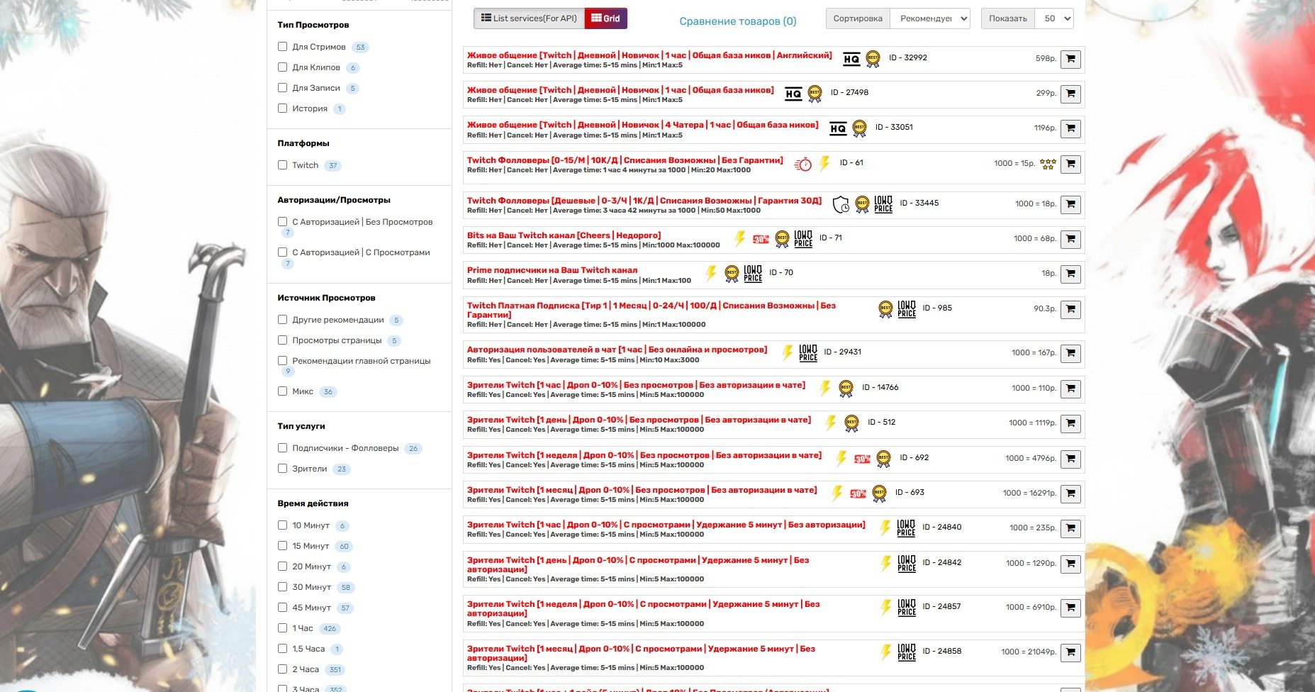 Услуги для Твича